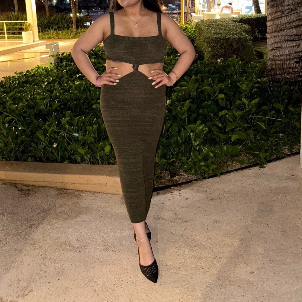 Express Olive Green Skirt Set